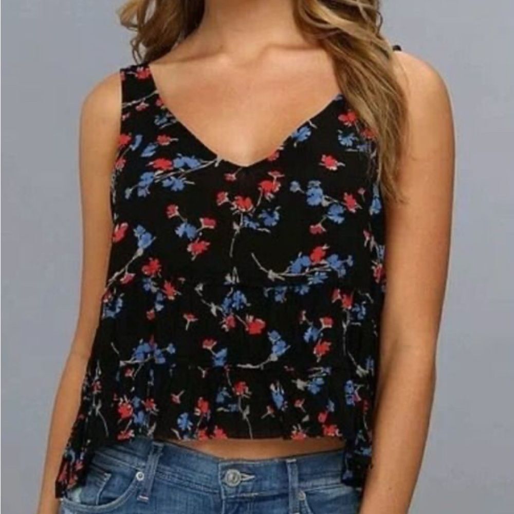 Free People | Intimately Free People Black Floral Swing Crop top, Large